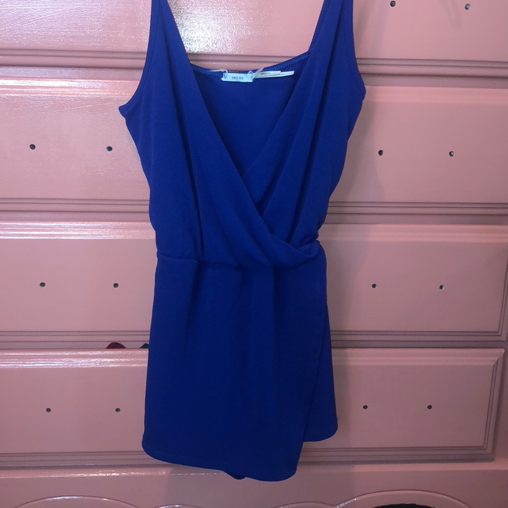 Bright blue flattering strap romper!